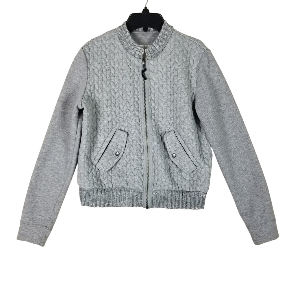 Anthropologie Saturday Sunday Bomber Jacket Women S Gray Quilted Zip Up Pockets